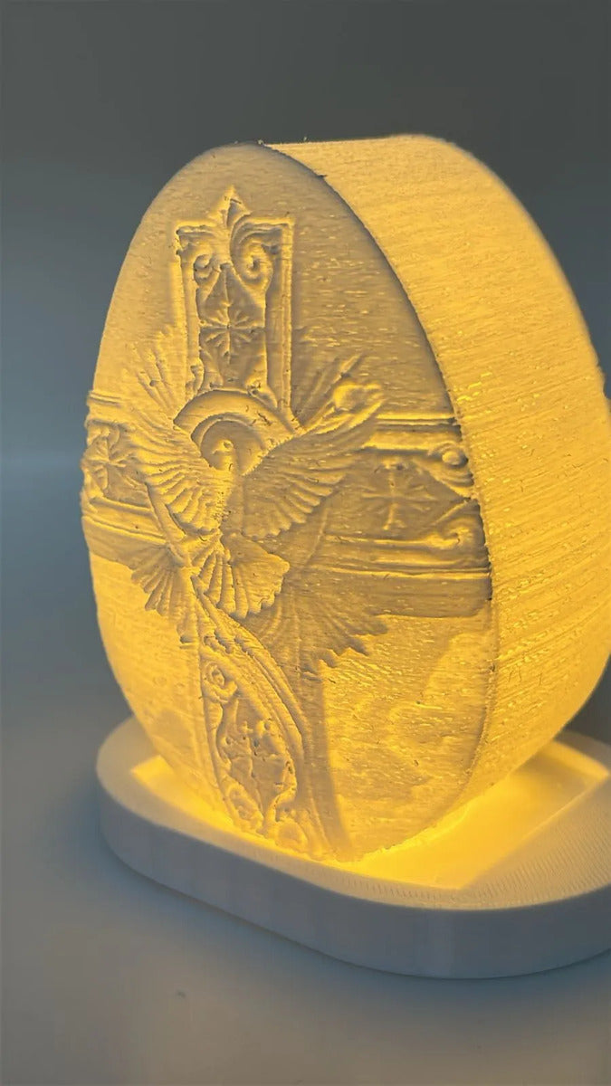 Luminária Divino Espírito Santo 3d Led Luz Quente Decoração