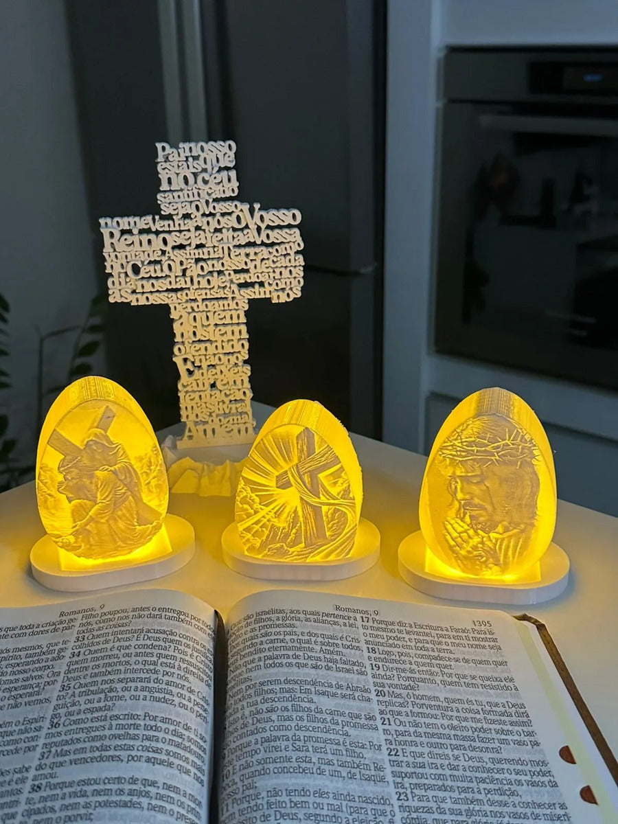 Escultura Religiosa Ovo 3d Iluminado Colecionável