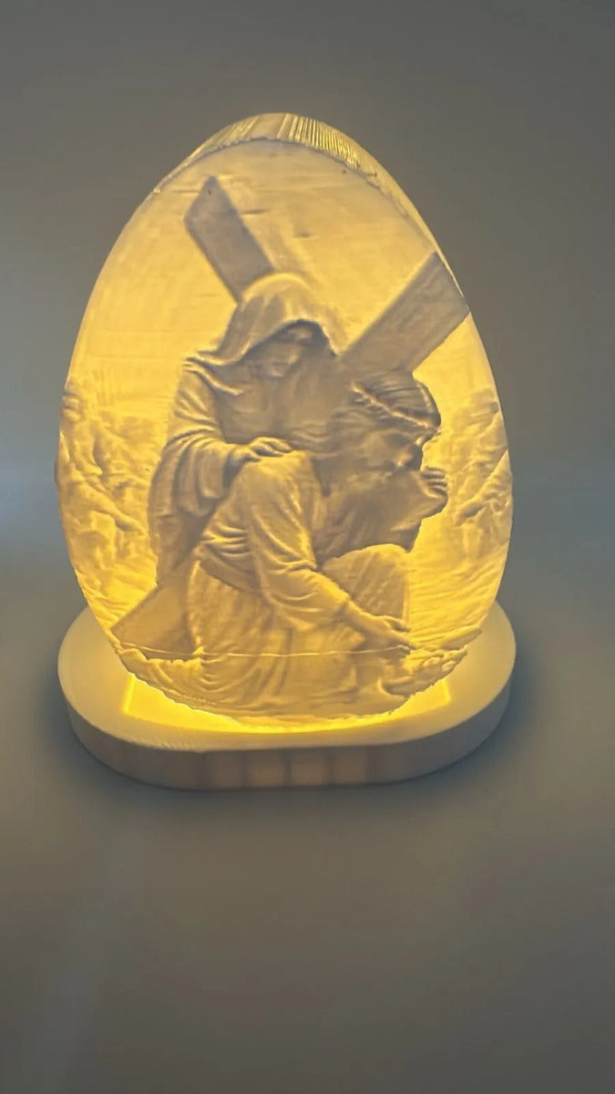 Luminária Jesus Carregando A Cruz 3d Led 10cm