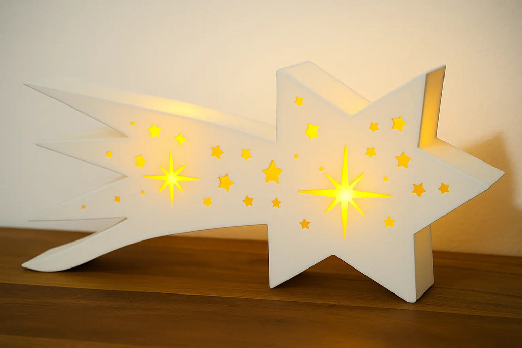 Castiçal Decorativo Estrela Cadente Abs  Luminária Vela Led