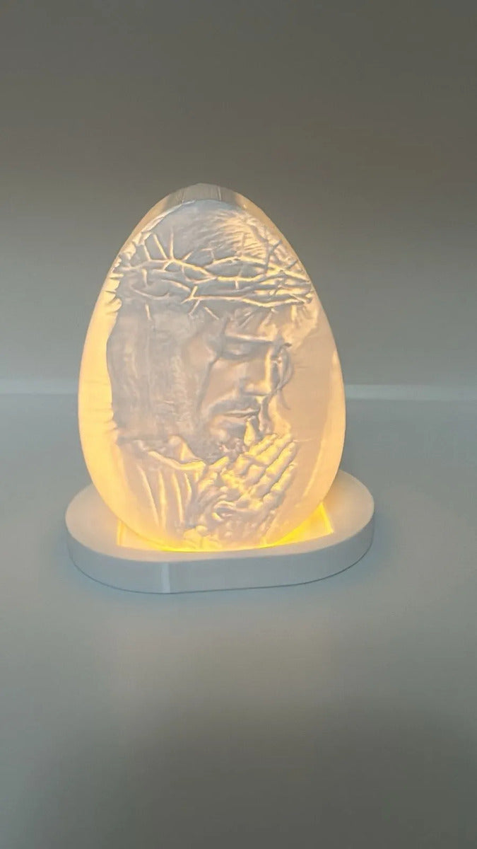 Luminária Jesus Cristo 3d Led Luz Quente Decoração Religiosa
