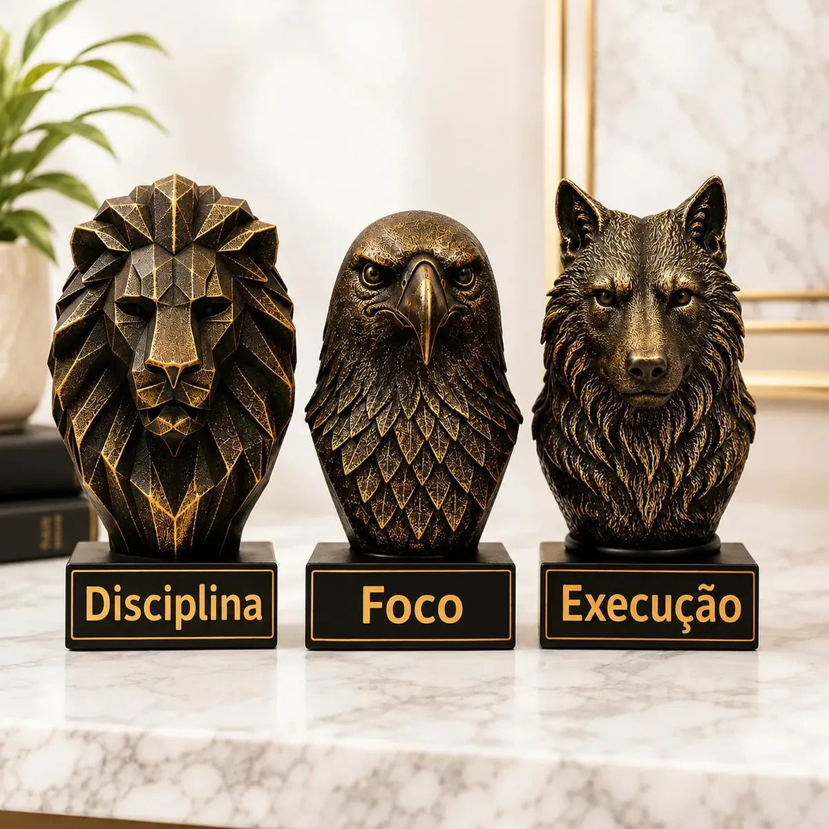 Kit Bustos Leão Águia Lobo Disciplina Foco Execução 10cm