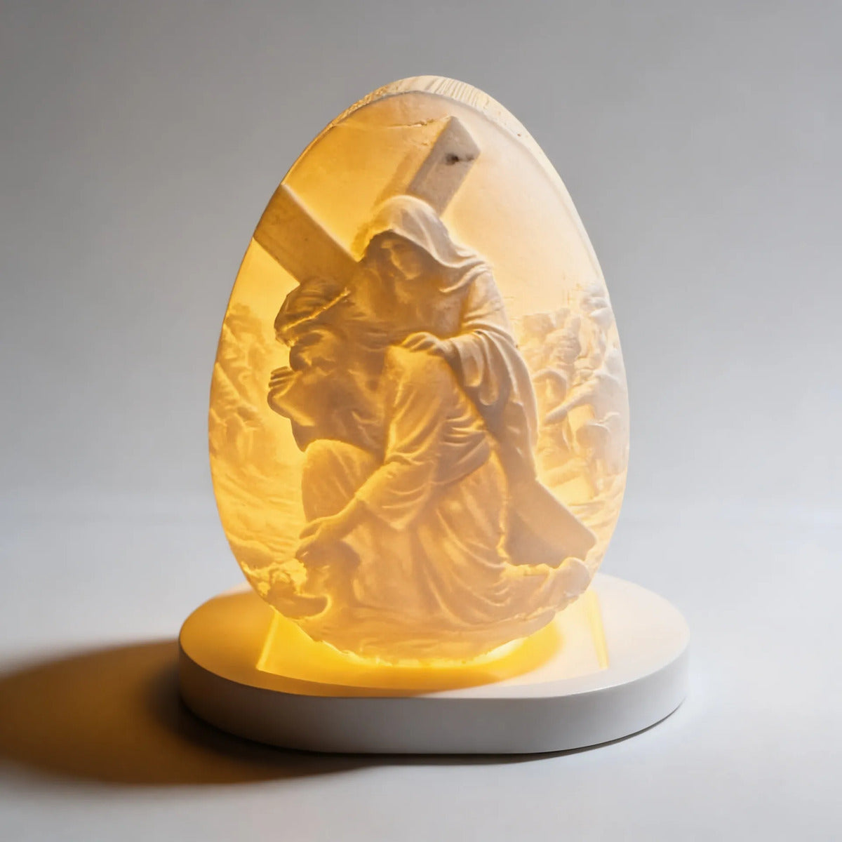 Luminária Jesus Carregando A Cruz 3d Led 10cm