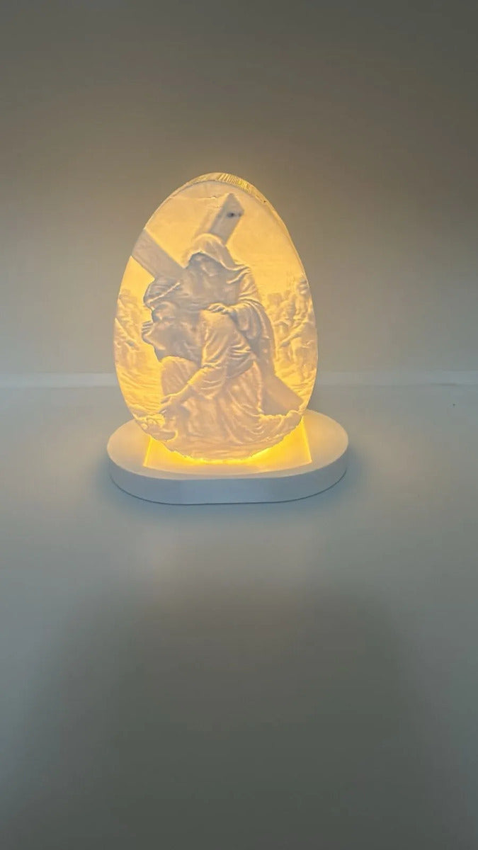 Luminária Jesus Carregando A Cruz 3d Led 10cm