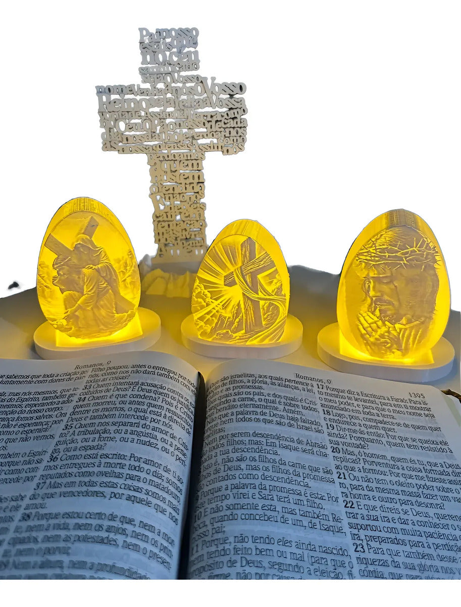 Escultura Religiosa Ovo 3d Iluminado Colecionável