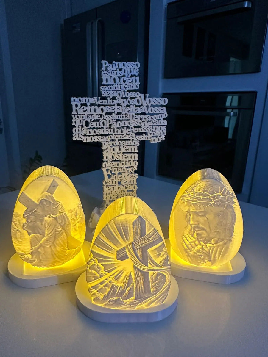 Escultura Religiosa Ovo 3d Iluminado Colecionável