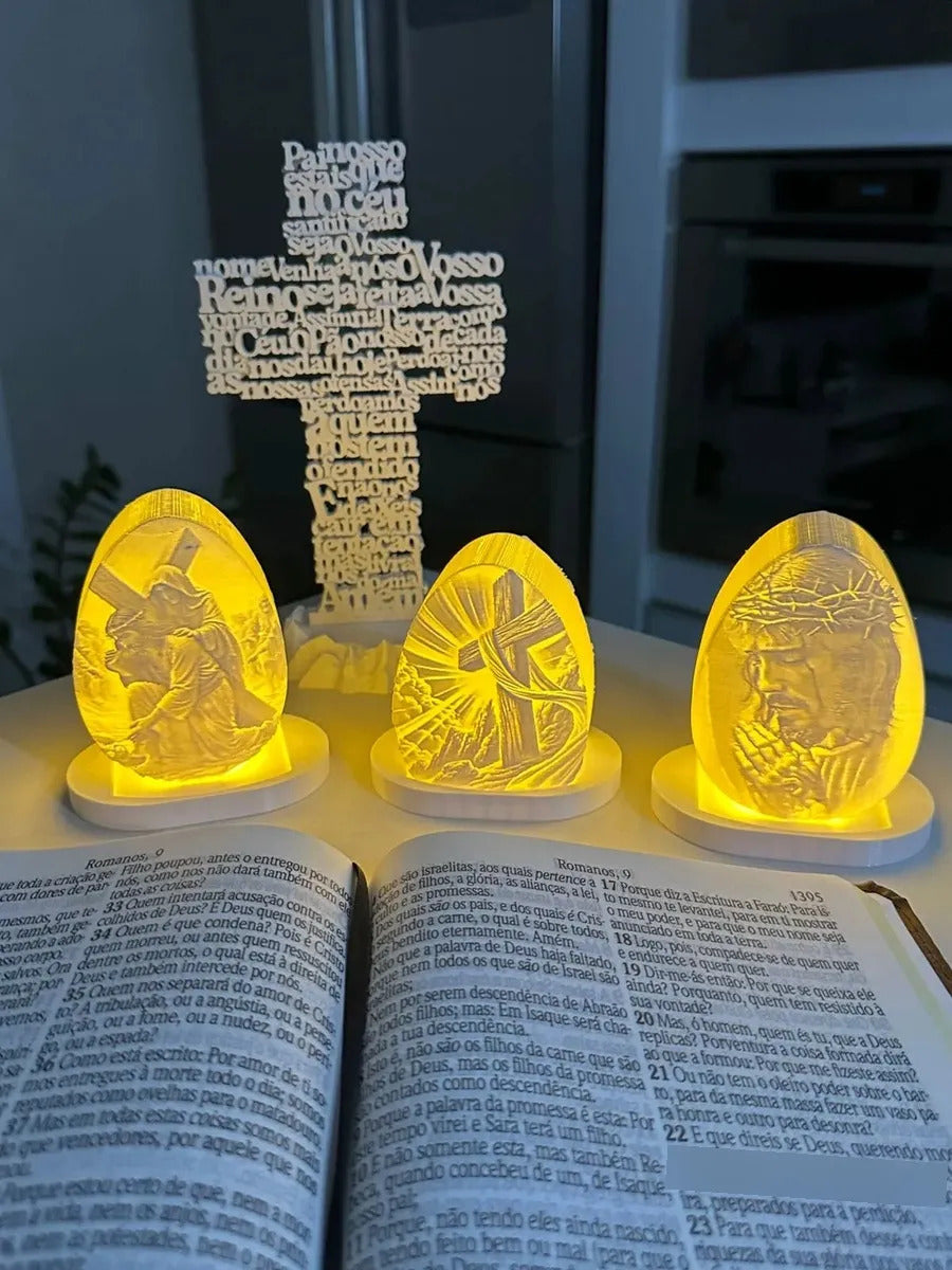 Escultura Religiosa Ovo 3d Iluminado Colecionável