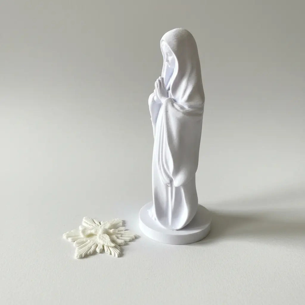 Estátua N. Senhora 20cm 3d Abs + Brinde Espírito Santo