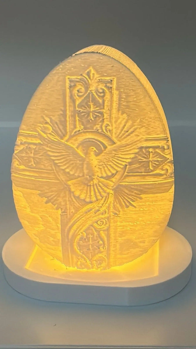 Luminária Divino Espírito Santo 3d Led Luz Quente Decoração