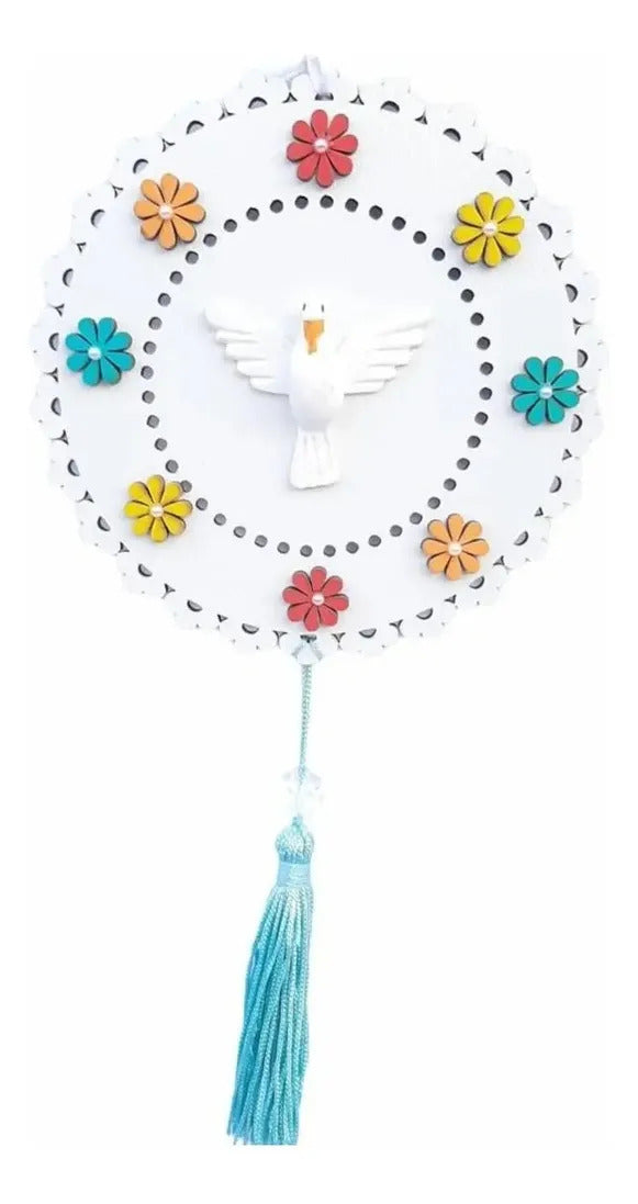 Adorno Mandala Porta Parede Mdf Divino Espirito Santo Branco