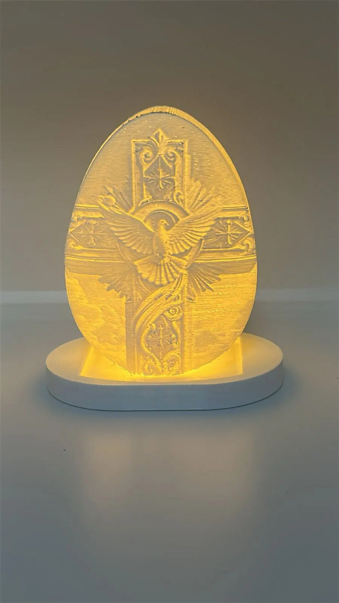 Luminária Divino Espírito Santo 3d Led Luz Quente Decoração