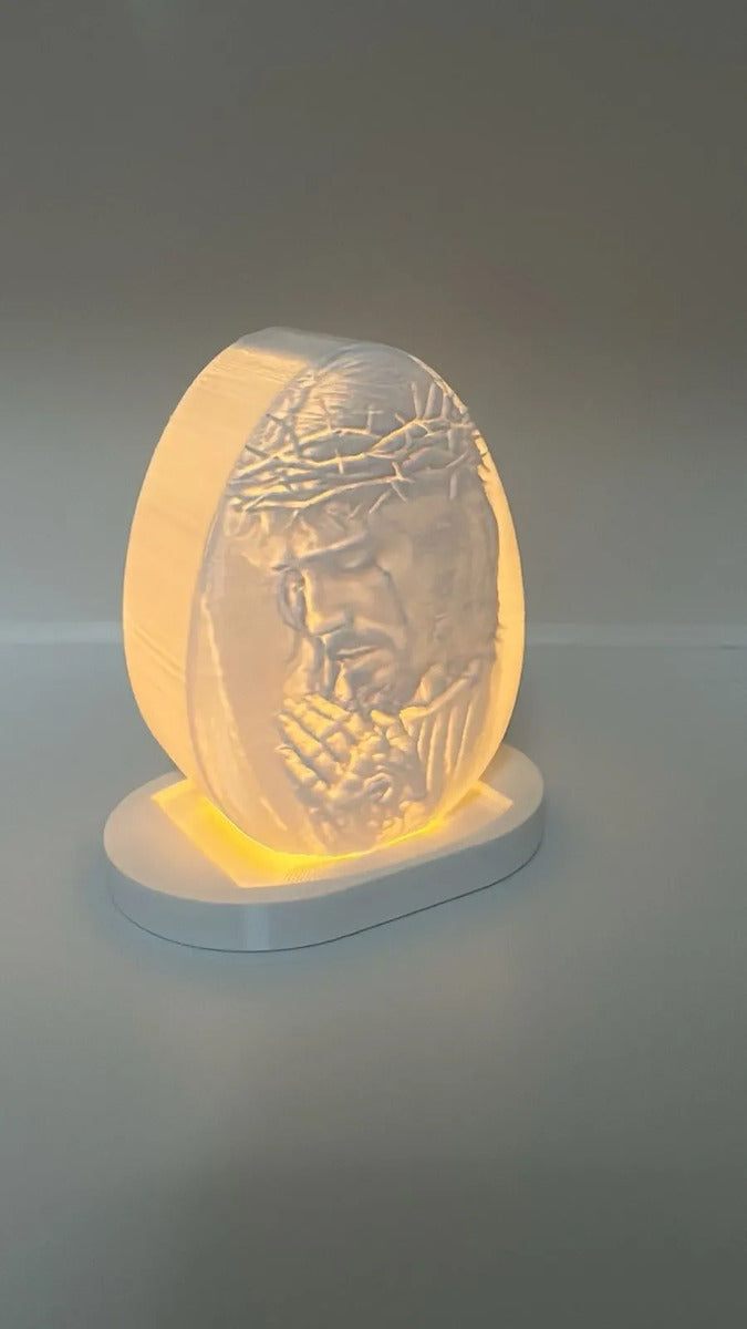 Luminária Jesus Cristo 3d Led Luz Quente Decoração Religiosa