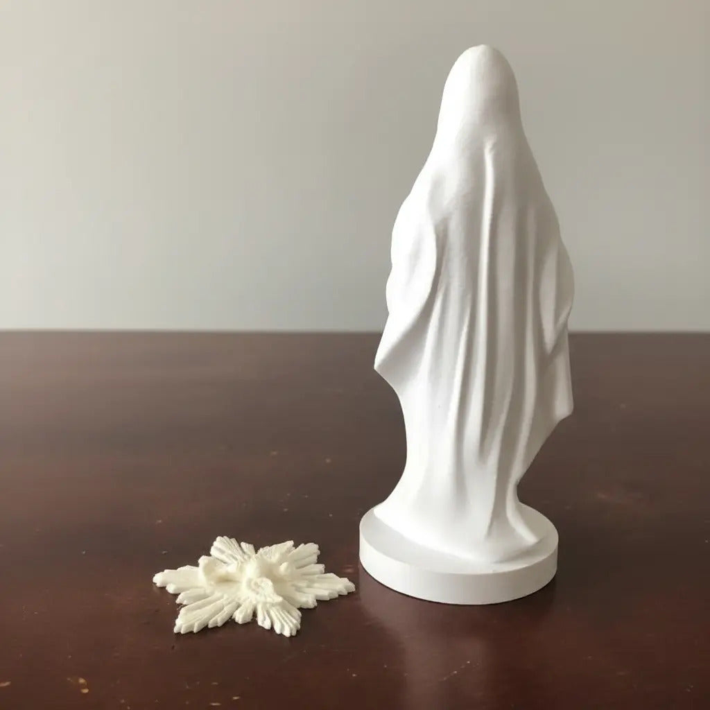 Estátua N. Senhora 20cm 3d Abs + Brinde Espírito Santo
