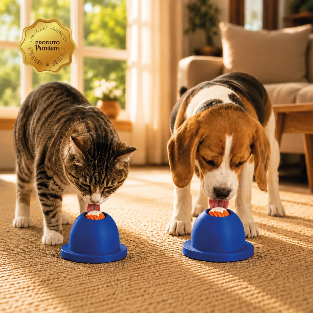 Lambedor Pet Bolinha Rotativa Tapete De Lamber Cães Gatos