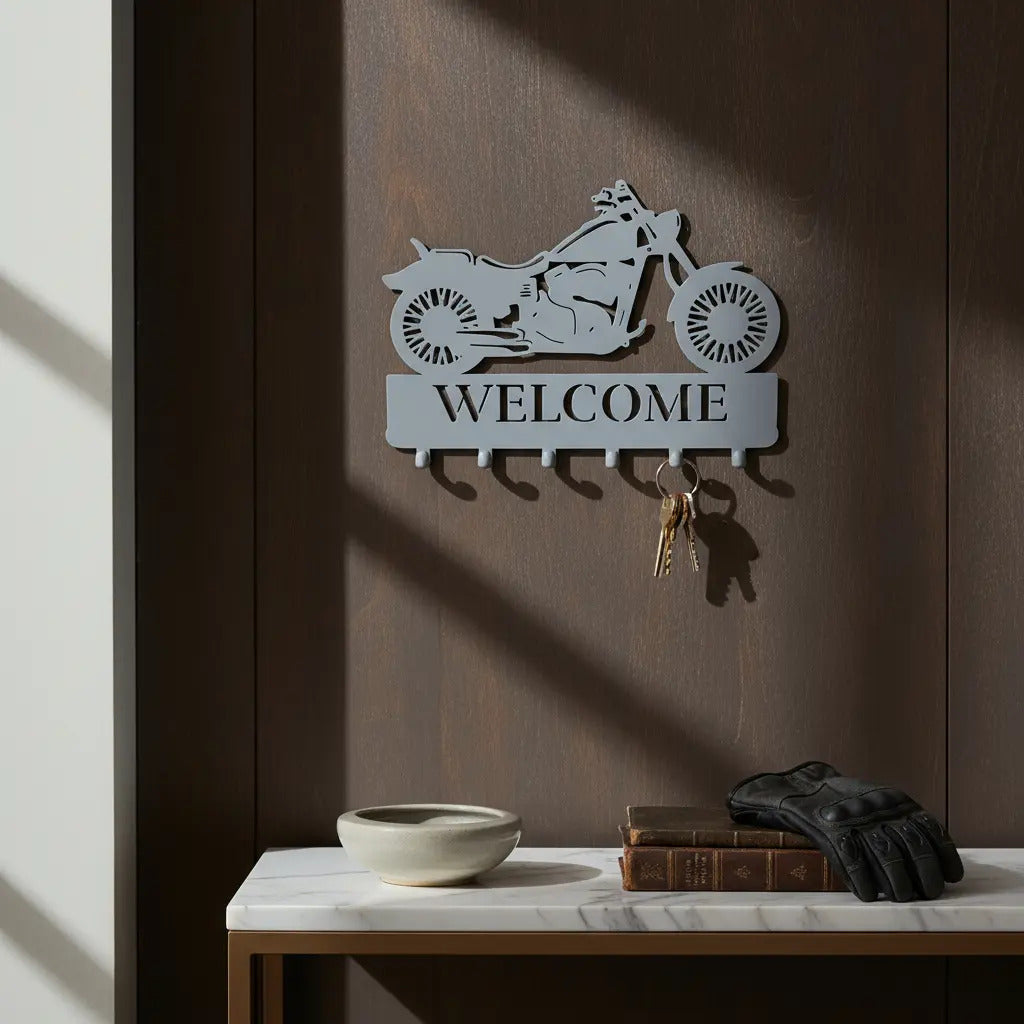 Porta Chaves Plástico Abs Moto Custom Welcome (produto 3d)