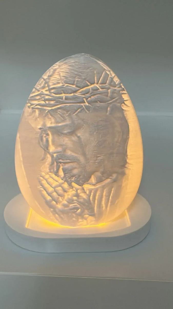 Luminária Jesus Cristo 3d Led Luz Quente Decoração Religiosa