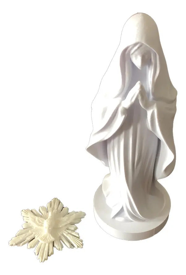 Estátua N. Senhora 20cm 3d Abs + Brinde Espírito Santo