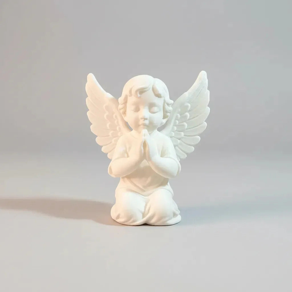Estátua Anjo Ajoelhado Orando Decoração Religiosa Querubim