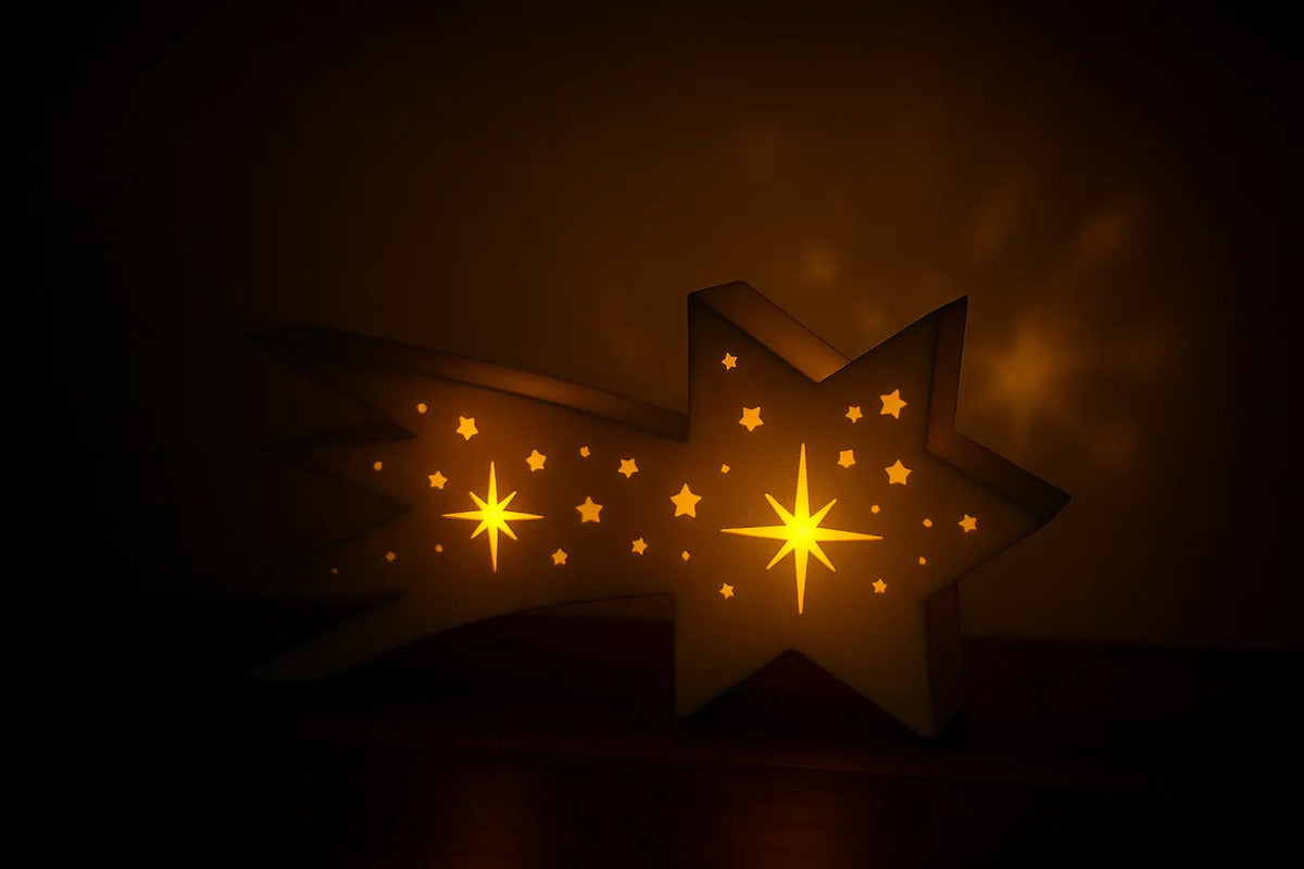 Castiçal Decorativo Estrela Cadente Abs  Luminária Vela Led