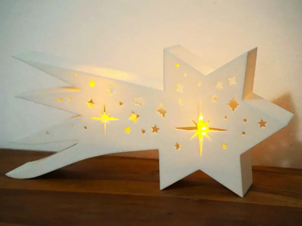 Castiçal Decorativo Estrela Cadente Abs  Luminária Vela Led