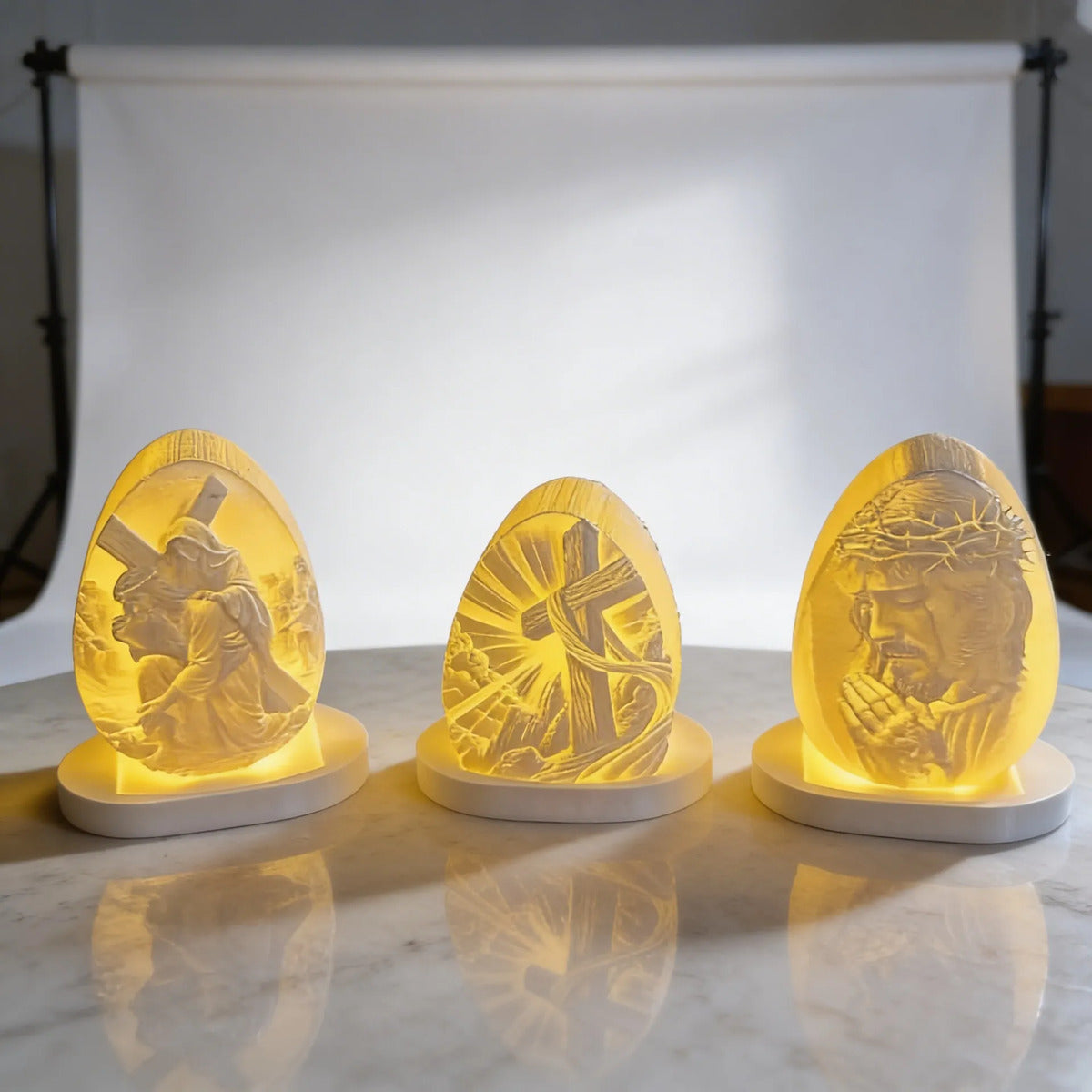 Escultura Religiosa Ovo 3d Iluminado Colecionável