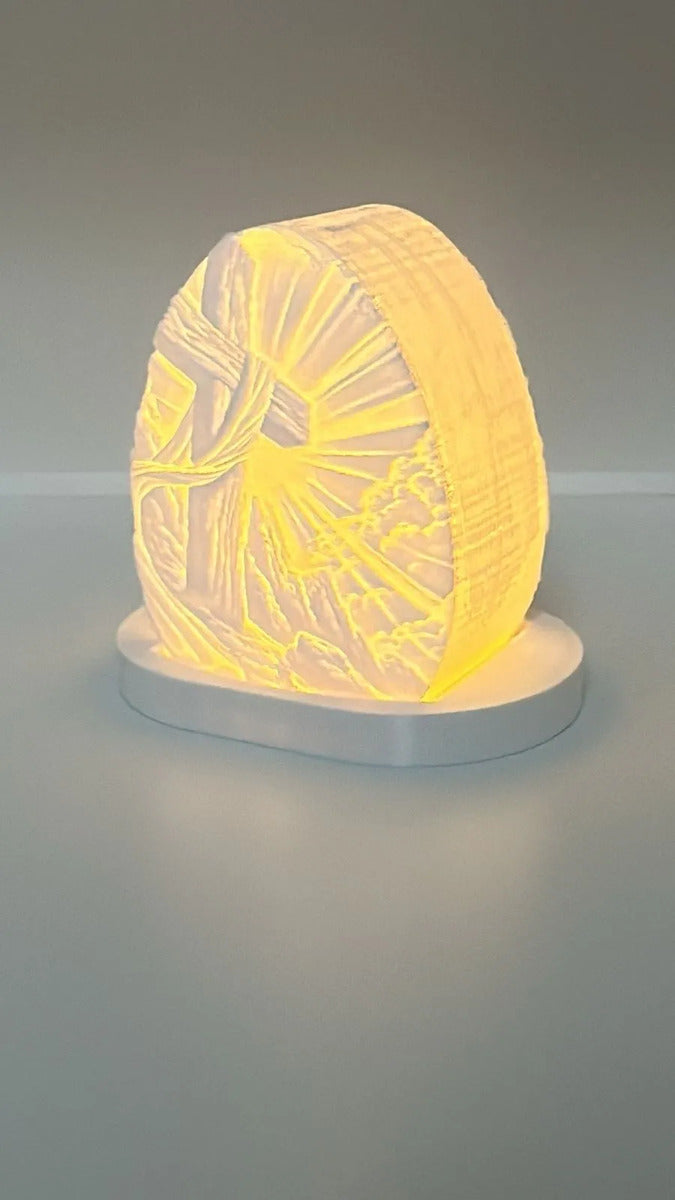 Luminária Cruz Com Manto 3d Led Luz Quente Decoração