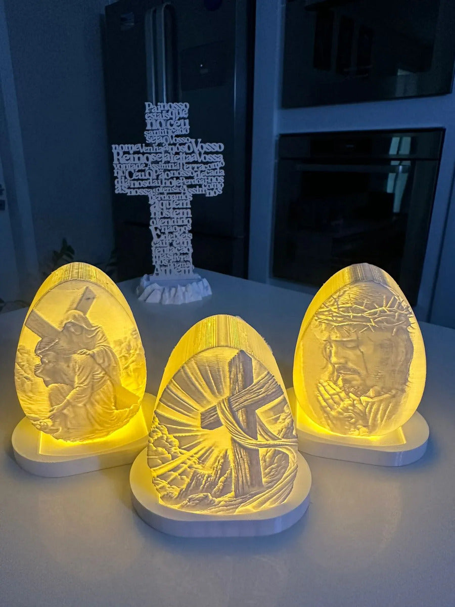 Escultura Religiosa Ovo 3d Iluminado Colecionável