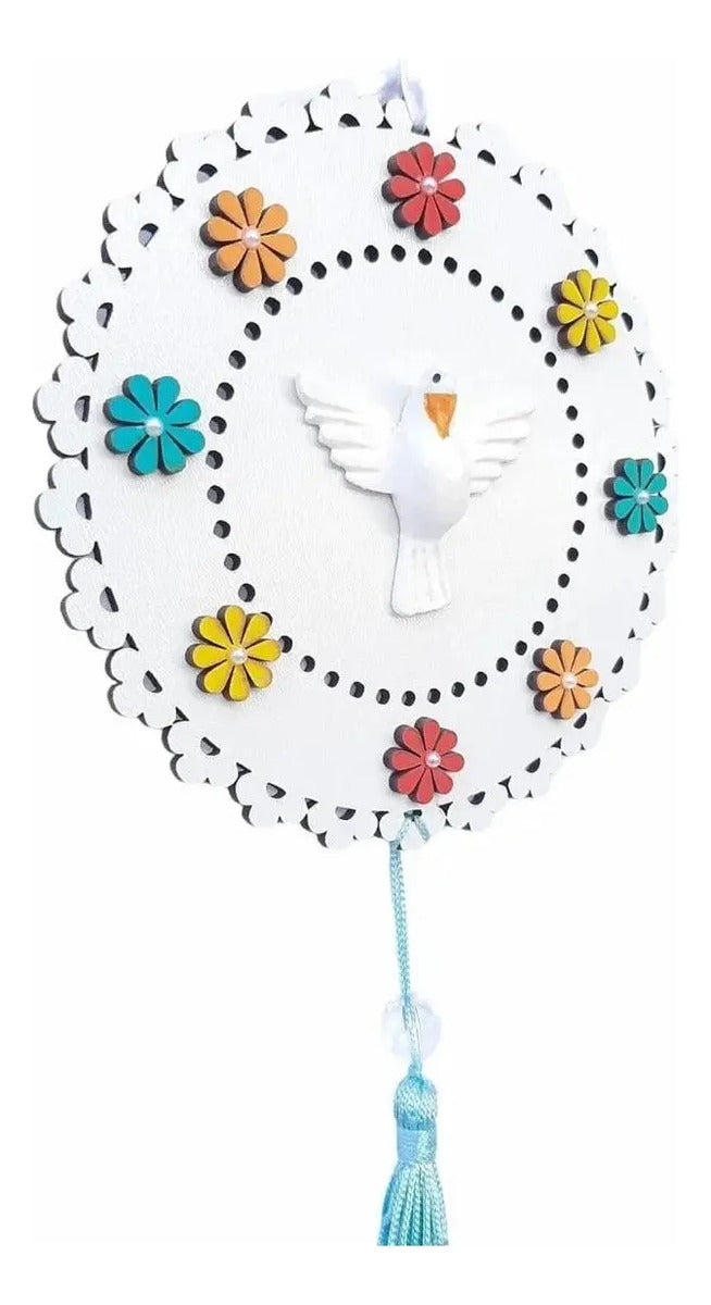 Adorno Mandala Porta Parede Mdf Divino Espirito Santo Branco
