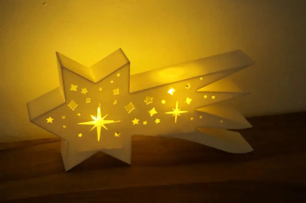 Castiçal Decorativo Estrela Cadente Abs  Luminária Vela Led