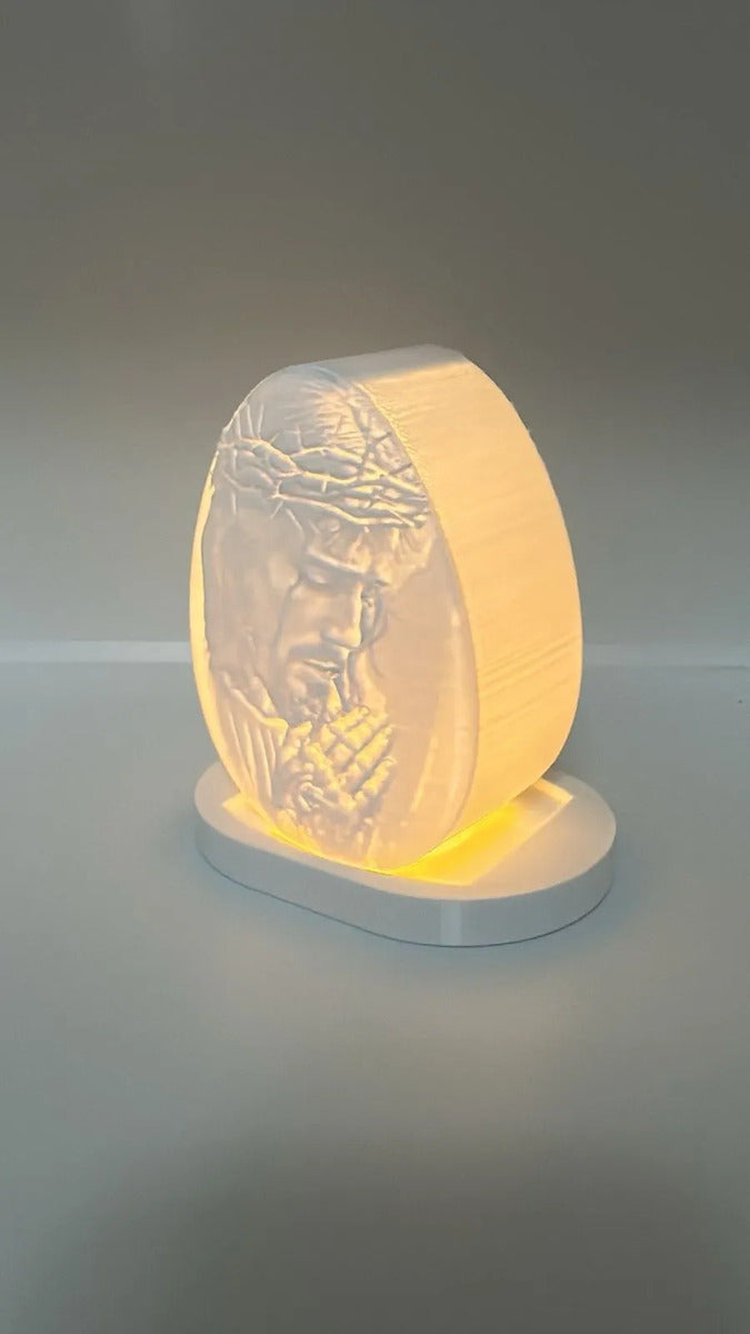 Luminária Jesus Cristo 3d Led Luz Quente Decoração Religiosa