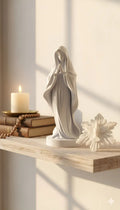 Estátua N. Senhora 20cm 3d Abs + Brinde Espírito Santo