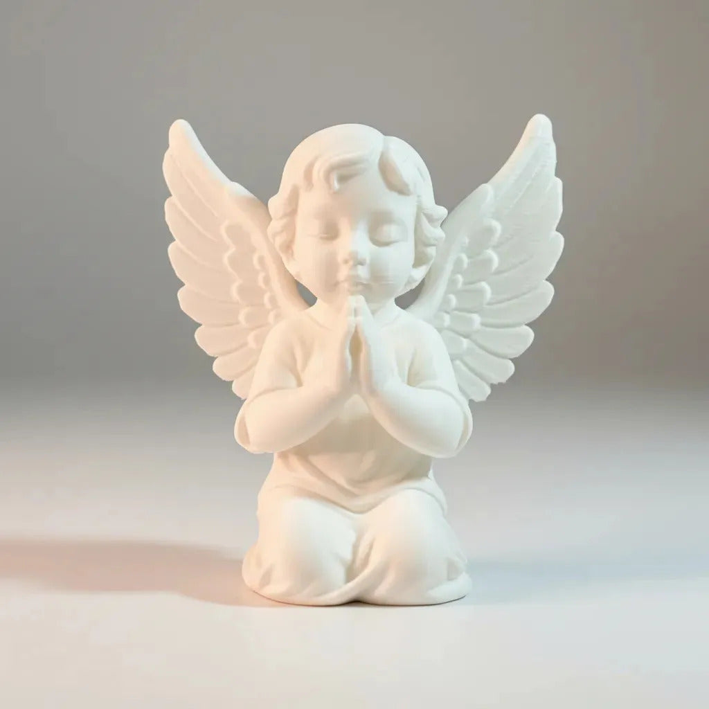 Estátua Anjo Ajoelhado Orando Decoração Religiosa Querubim